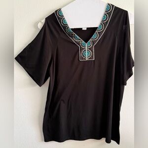 Women blouse black with decoration. 1XL